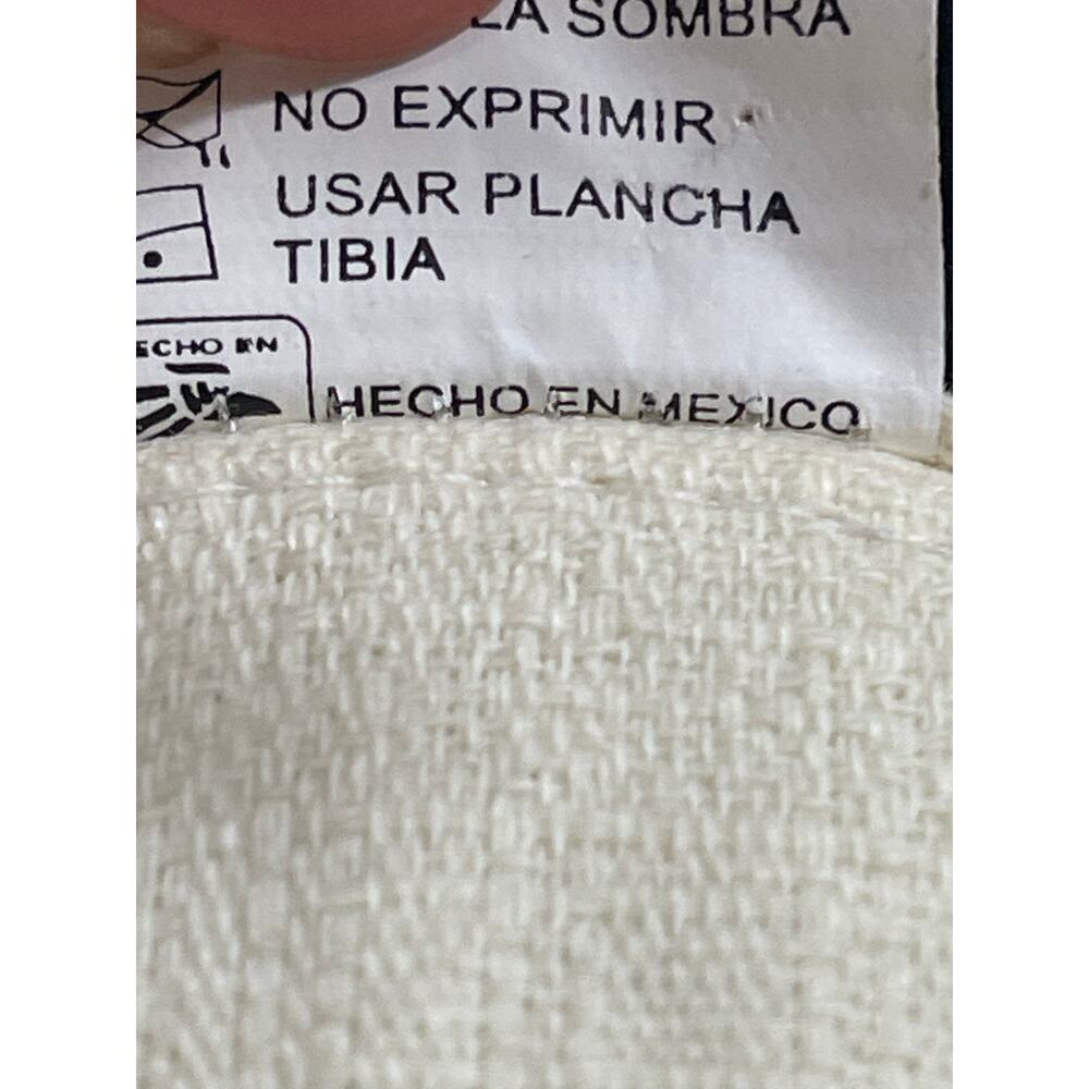 Vintage Mexican Guayabera Shirt Mens Medium 38 Off White Linen Embroidered - Picture 4 of 8